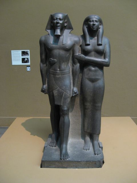 Statue of King Mankaure and his Queen (Ancient Egypt)